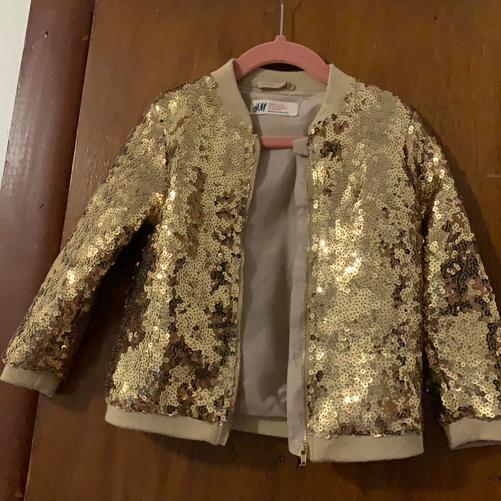 Girls H&M gold sequin jacket size 2-3 years old